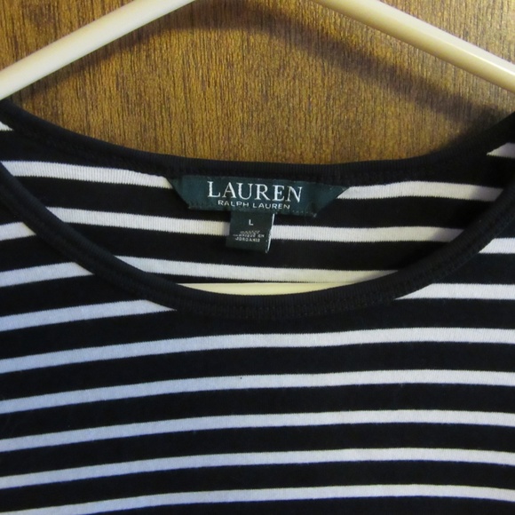 Ralph Lauren Long Sleeve T-Shirt Stripe Black/White Size L - Picture 2 of 4